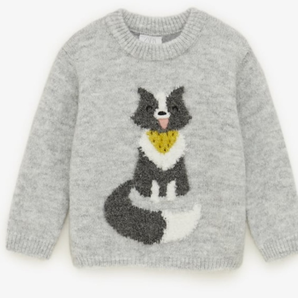 ZARA Baby Girl Dog $40 Sweater Size 3-4 NWT